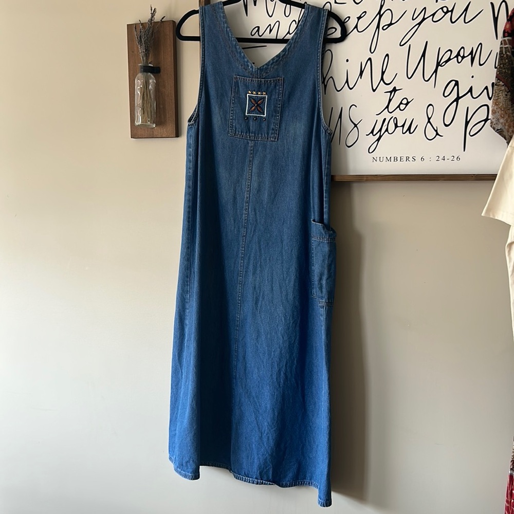🎈Vintage G.W Cottage Core Maxi Denim Dress